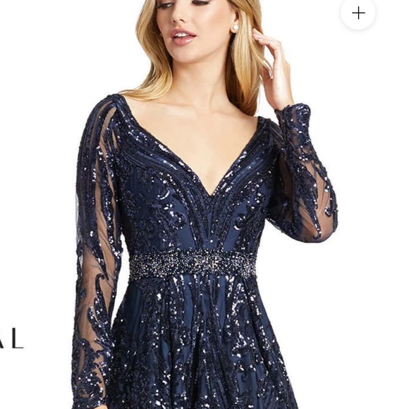 Mac Duggal Blue Formal Gown Dress 4 Small Floor length WORN ONCE Mother of bride - Picture 9 of 16